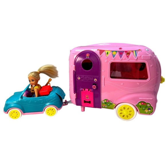 Mattel Other - Barbie Club Chelsea Camper Playset FXG90 Pink Caravan Blue Car Doll Accessories